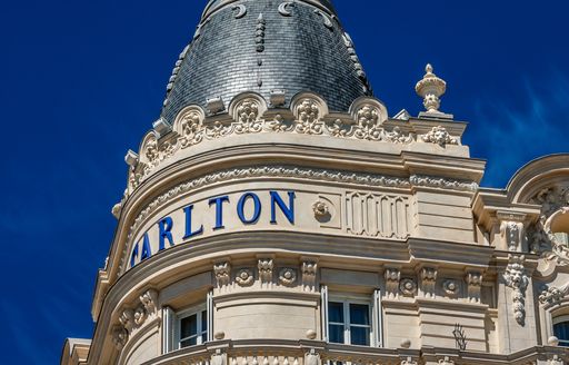 Exterior dome and branding of Carlton Hotel, Cannes