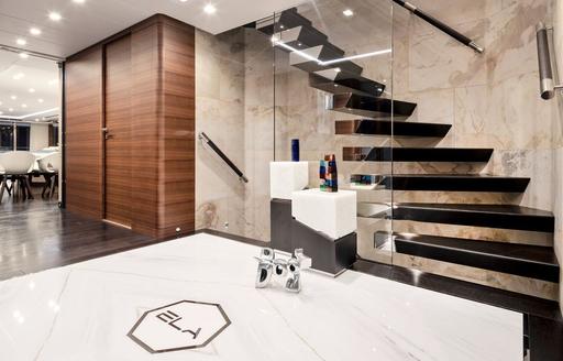 Superyacht charter ELA staircase