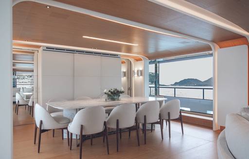 Charter yacht LEGEND interior dining area