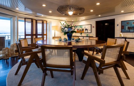 Superyacht charter HBC interior dining area