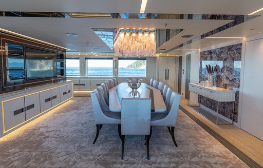 Formal dining onboard MY Tatiana