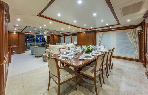 charter yacht namaste indoor dining