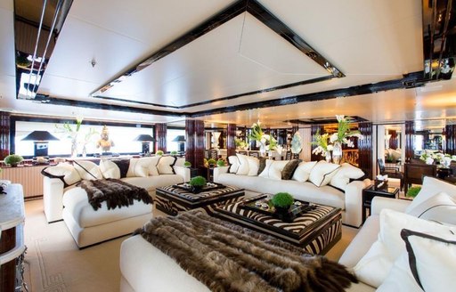 The main salon of superyacht Lioness V