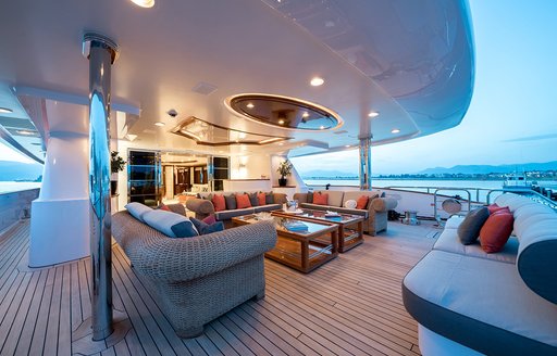 aft deck seating area on charter yacht magenta m