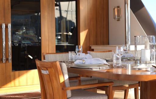 Charter yacht SOLACE exterior dining table