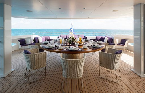Superyacht charter ELA alfresco dining area