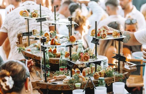 Carpe Diem Beach Hvar food and people