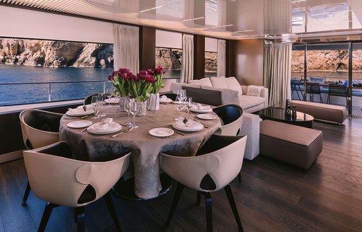 Charter yacht ANASSA A interior dining area