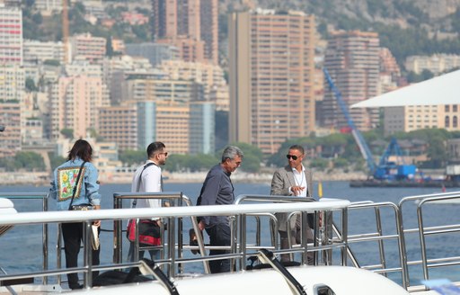 Clients arriving on superyacht at Monaco Yacht Show 2018