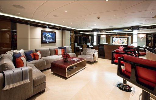 Modern furnishings and fixtures on board superyacht 'Excellence V'