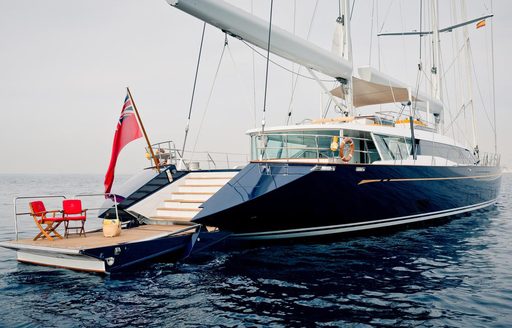 retractable swim platform on board charter yacht Q