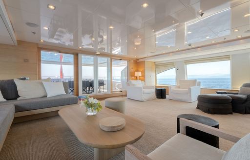 Upper salon overview onboard charter yacht ZIA