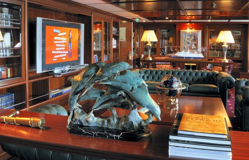 library on luxury yacht lauren l 