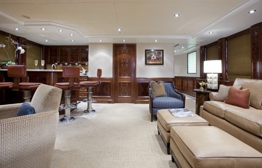 The skylounge facing forward on superyacht KATYA