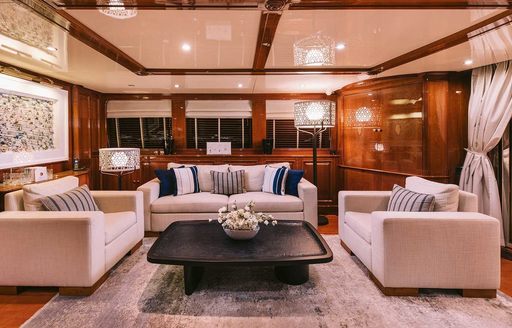 Charter yacht OAK upper salon lounge area