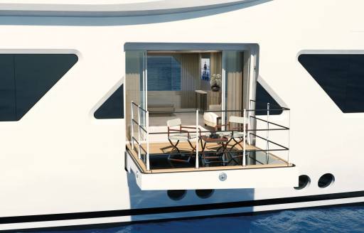 Charter yacht QU2 fold-down balcony