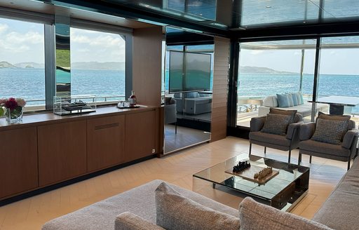 Charter yacht NOI interiors with large windows