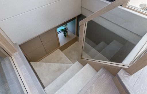 Luxury yacht charter ASCEND interior staircase