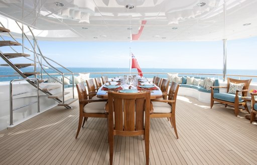 The alfresco dining option on luxury yacht KATYA