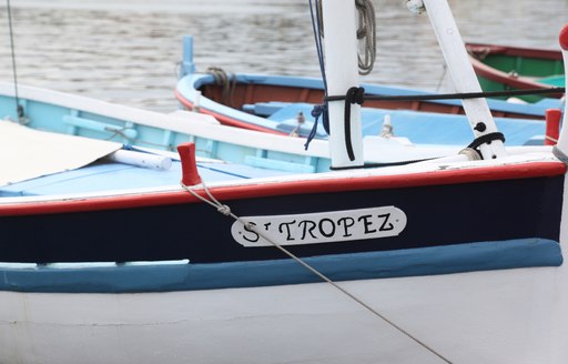 close up for wooden sail boats in water in france