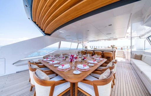 Superyacht charter QU2 exterior dining area