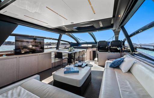 Charter yacht SAMIRA interior lounge with TV