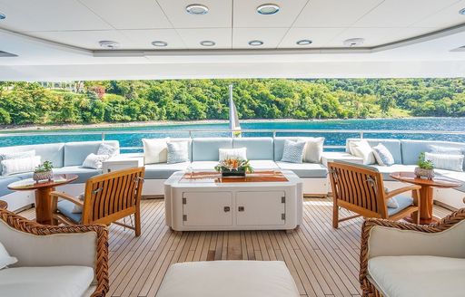 Exterior deck area onboard charter yacht OCEANOS