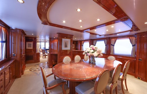 formal dining room on board superyacht DXB 