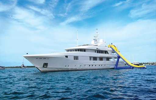 Superyacht RHINO's waterslide in the British Virgin Islands