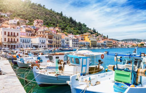 Ground view of the marina at Gythio, Greece