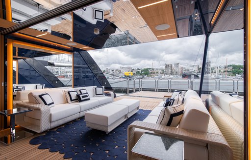 Beach club on board charter yacht RESILIENCE