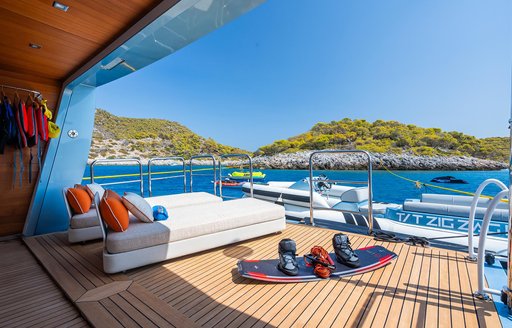 Charter yacht BLUE MOON swim platform and loungers