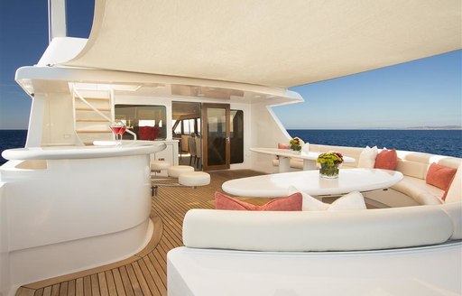 lounging area and awnings on board superyacht TALOS