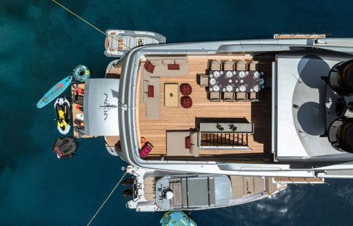 Charter yacht NAIA aerial view
