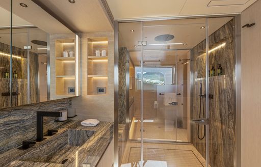 Ensuite facilities onboard charter yacht LIV LOVE