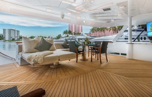 Seating area on luxury yacht CLAIRE