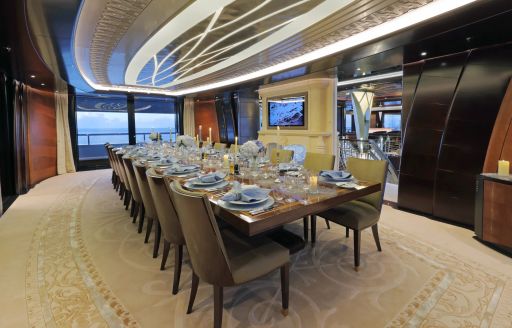 Superyacht charter WHISPER interior dining area