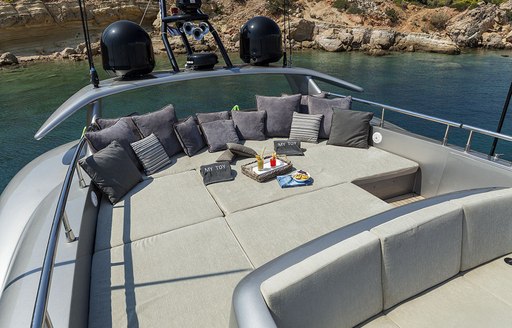 sun pads on fly bridge of superyacht 'My Toy'