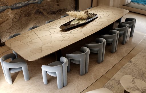 Superyacht charter O'CEANIS dining table rendering