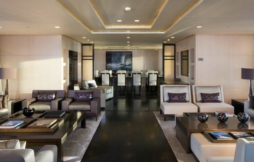 Main salon on board superyacht SIREN