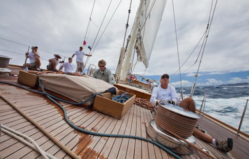 Crew racing in the St Barths Bucket Regatta