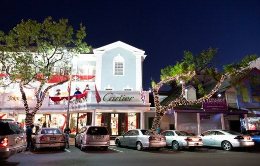 A row of high-end boutiques in the Bahamas, Caribbean