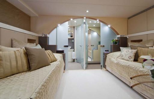 twin guest cabin on charter yacht daloli