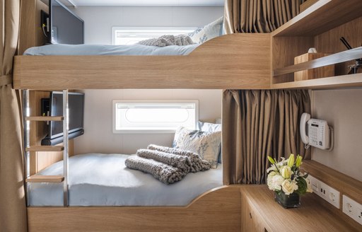 A bunk cabin onboard charter yacht WAYFINDER