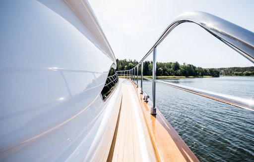 View down side of Superyacht Queen of Sheba