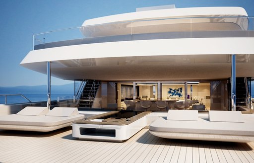 Spacious aft deck sun pads on board MY GRACE E