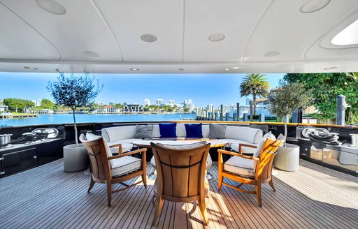 Charter yacht SEASCAPE V exterior deck space with seating