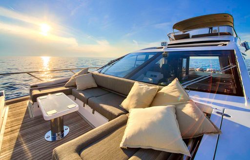 Charter yacht MUDITA foredeck seating and table
