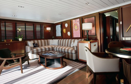 seating area on board superyacht galileo g