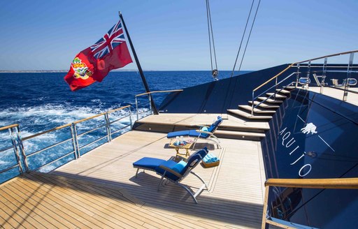 Beach club and swim platform on luxury sailing yacht AQUIJO